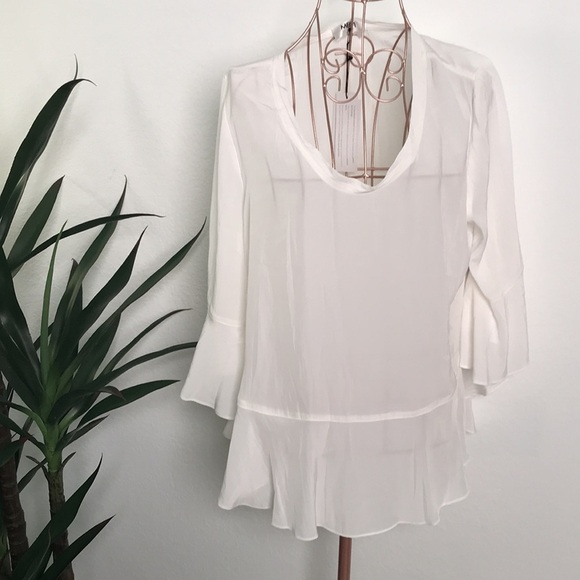 Mela Purdie Frill Bell Tee WhIte - Picture 2 of 7